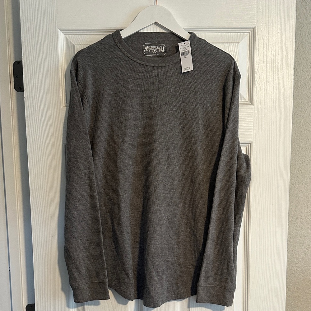 American Eagle Outfitters Men's Charcoal Long Sleeve Tee